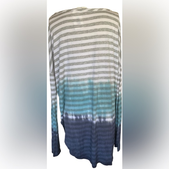 Peach Love California Multicolor Striped long sleeve Sleep Shirt - Picture 4 of 4